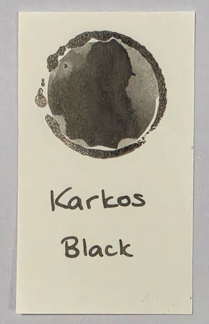 Karkos Black ink written swatch on paper