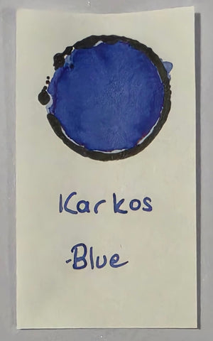 Karkos Blue ink written swatch on paper
