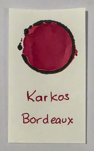 Karkos Bordeaux ink written swatch on paper