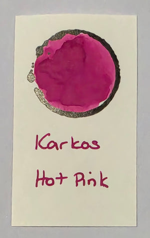 Karkos Pink ink written swatch on paper