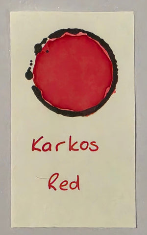 Karkos Red ink written swatch on paper